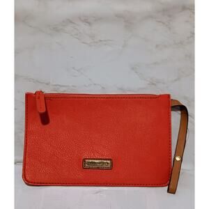 Tommy Hilfiger - Women's Orange Pebbled Wristlet / Coin Purse - EUC
